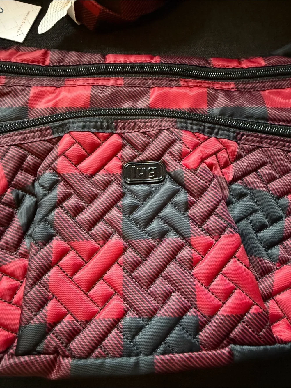 Lug Hippy 2 Crossbody Bag RFID Purse – Buffalo Check Red Black, Gray